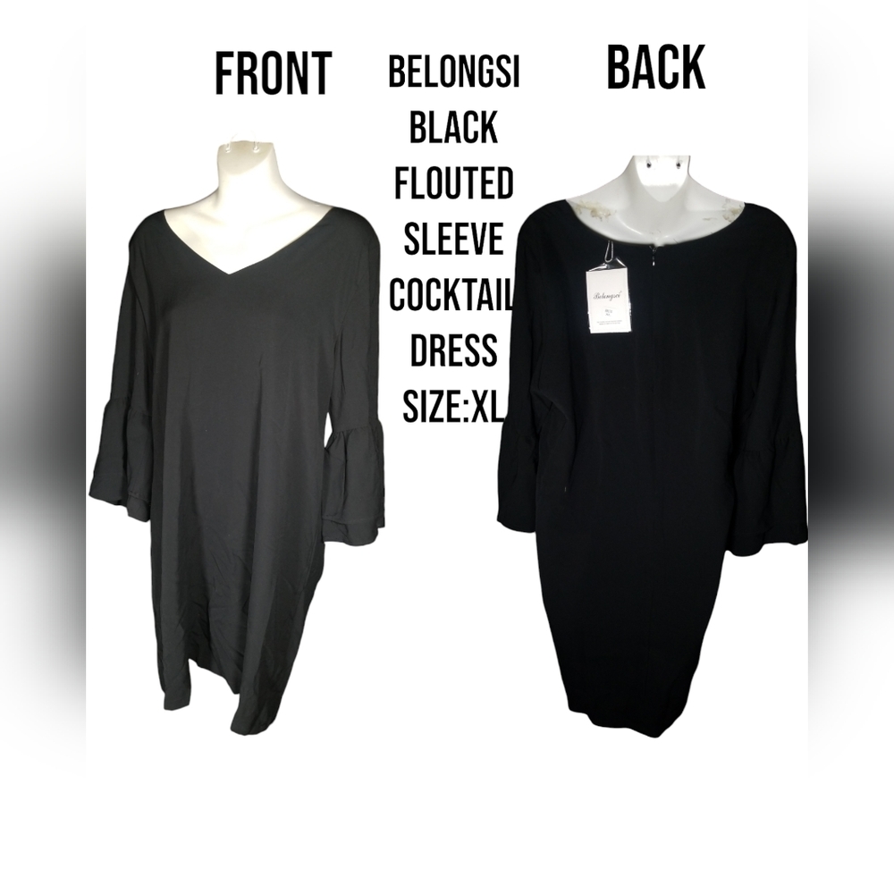 Black Fluted Sleeve Cocktail Dress